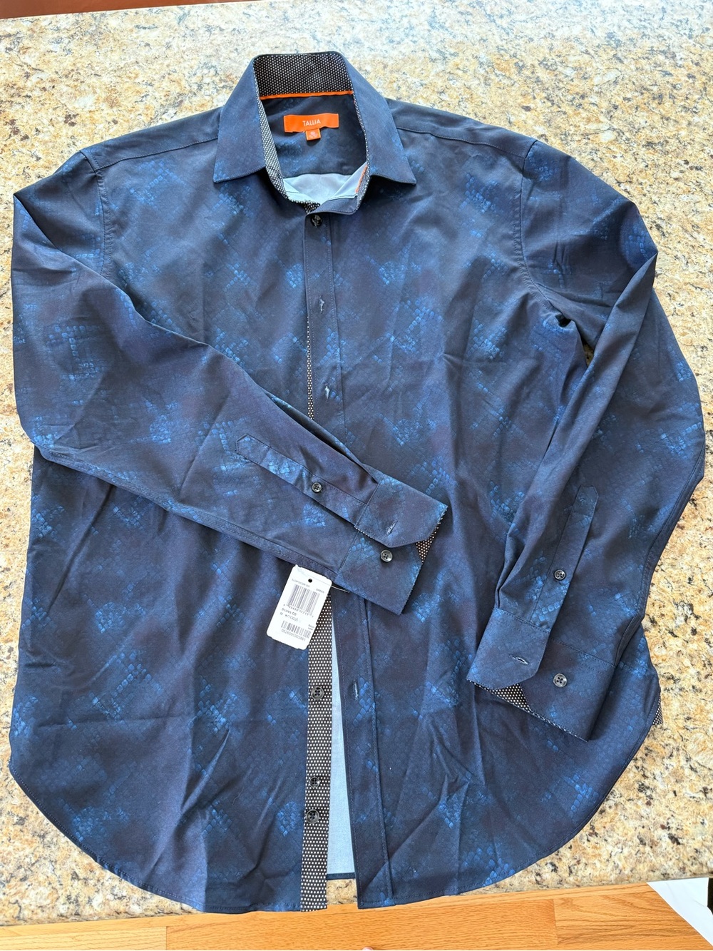NWT Men’s TALLIA Dress Shirt Scales DC Blue Snake MEDIUM